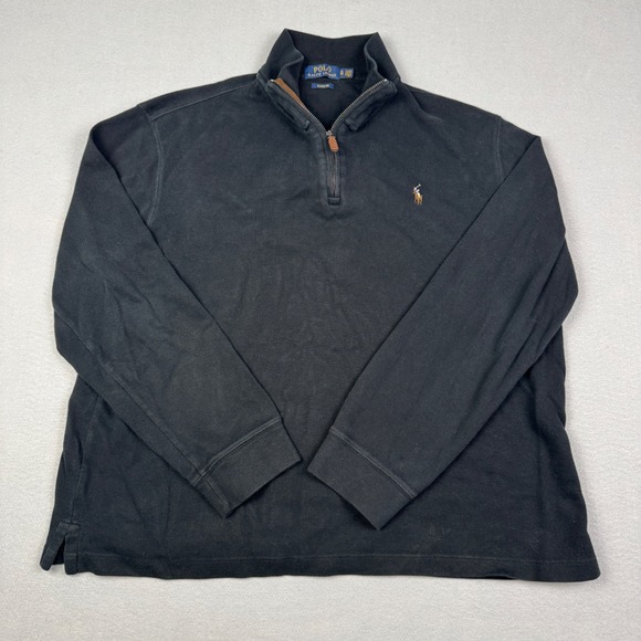 Polo Ralph Lauren Other - Polo Ralph Lauren Mens XL Estate Rib Quarter Zip Pullover Black Cotton Sweater